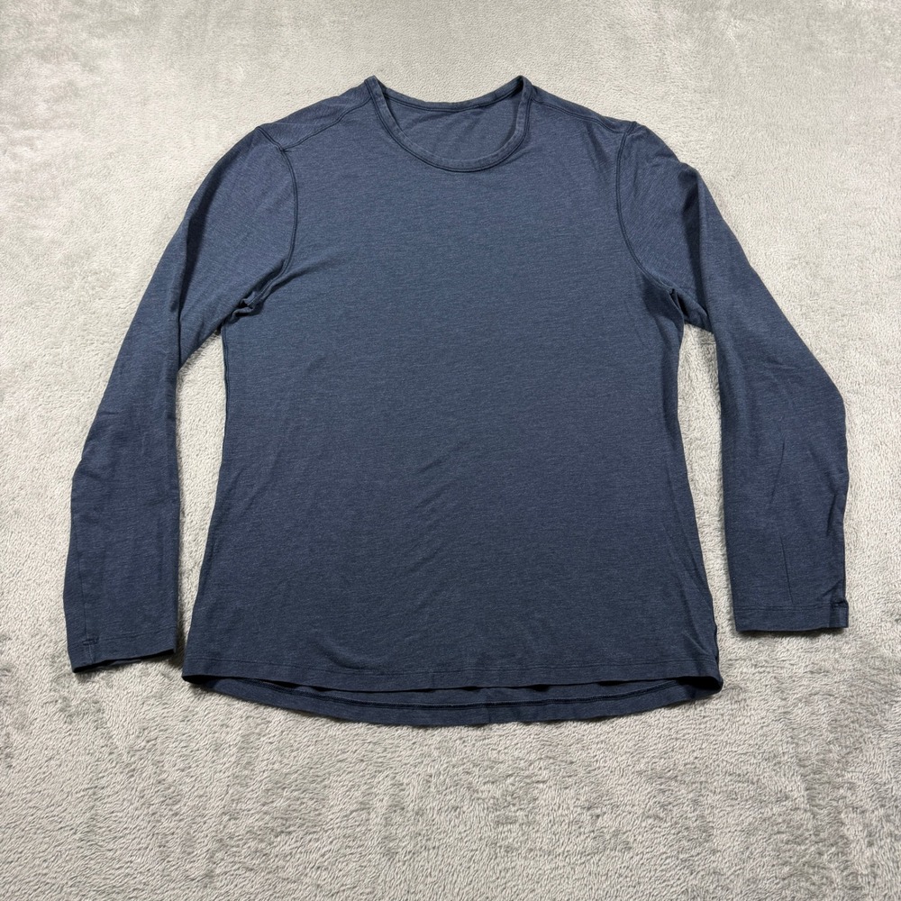 Lululemon 5 Year Basic Long Sleeve Shirt Mens Medium Blue Crew Neck Heathered